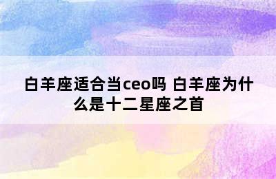 白羊座适合当ceo吗 白羊座为什么是十二星座之首